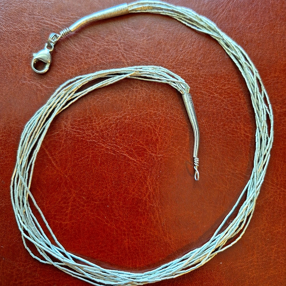 Vintage Liquid Silver Multiple Strands Necklace